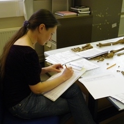 Anwen examining skeletons